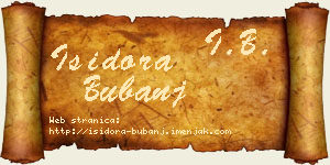 Isidora Bubanj vizit kartica